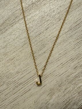 18 Karat Solid Gold J Initial Dainty Pendant Necklace 18 inch adjustable chain